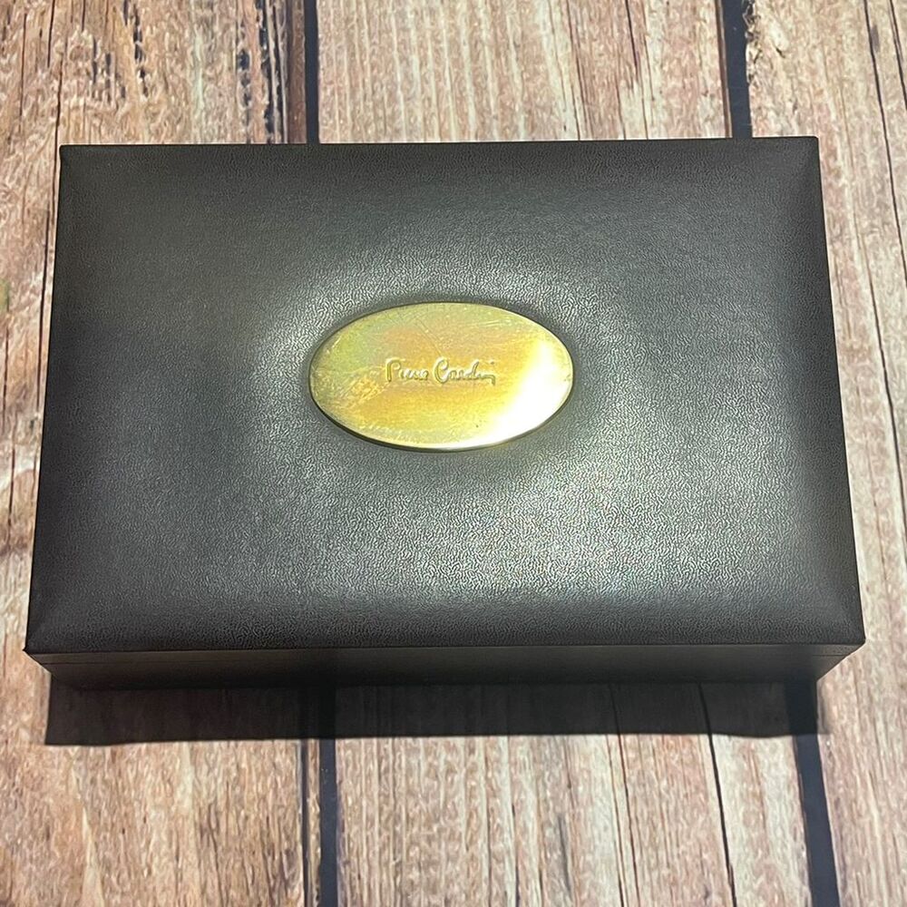 Pierre Cardin Vintage Black & Gold Tone Men's Jewelry Box Preowned